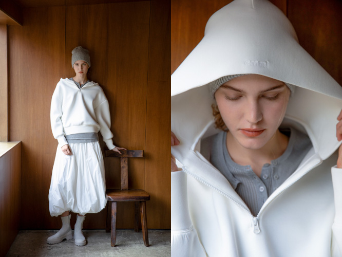 ダンボールフーディ×スカートセット着用例