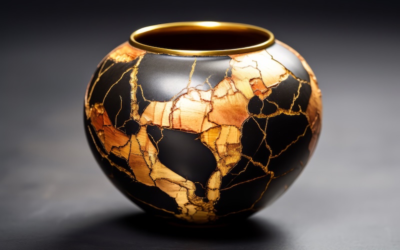 金継ぎした陶器