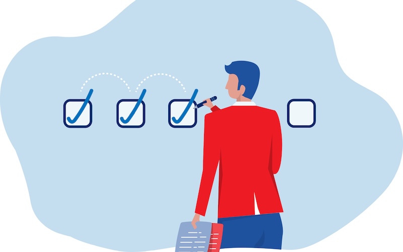 チェックボックスを埋めている人のイラスト