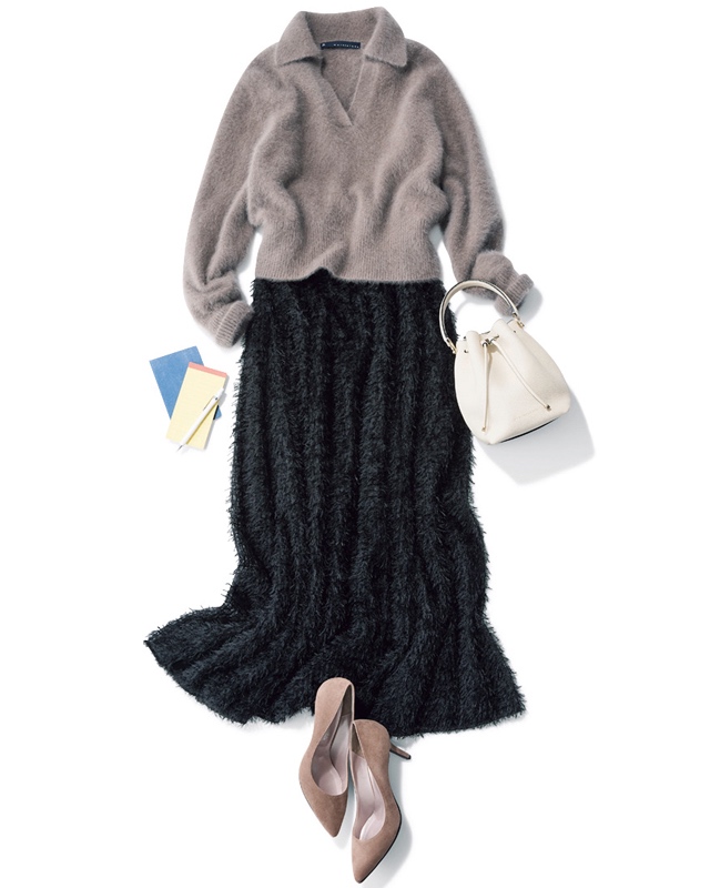モヘアポロニット×フェザースカート