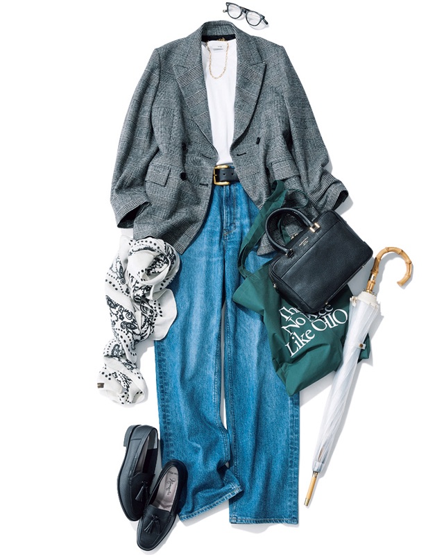 ジャコット×白T×デニムパンツ