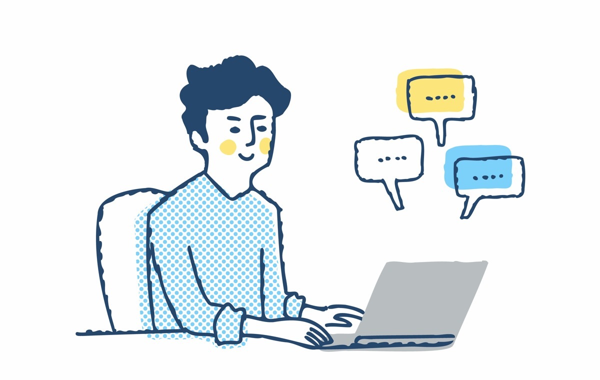 メールする男性