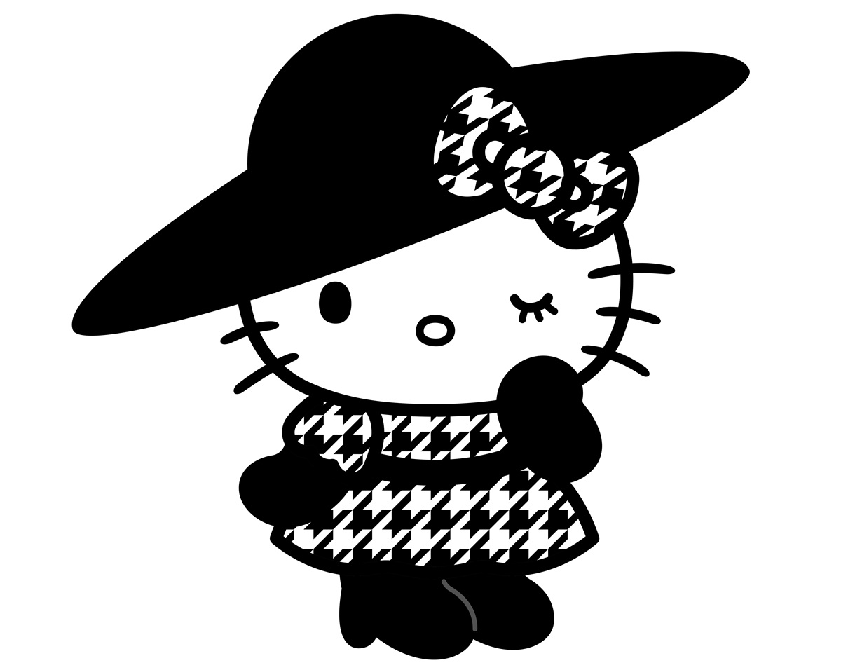 千鳥格子柄のキティがかわいい！