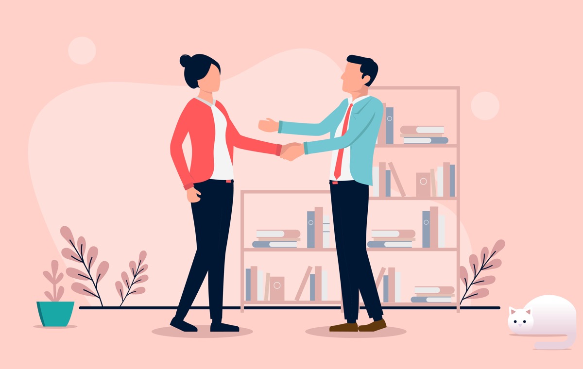 握手する男女のイラスト