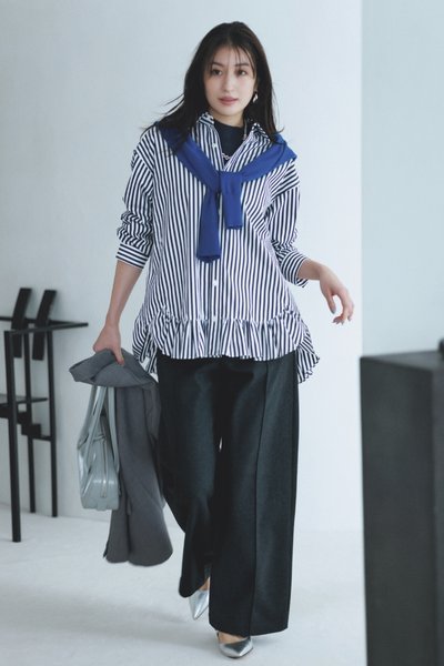 【1/6のコーデ】ユニクロのあったか素材パンツコーデ。サイズUPで大人の余裕を演出♡