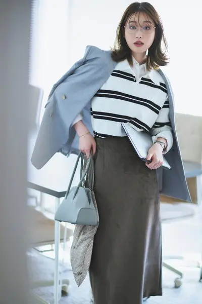 【1/15のコーデ】ラガーシャツ風ニットで動きやすさとトレンド感を兼備！