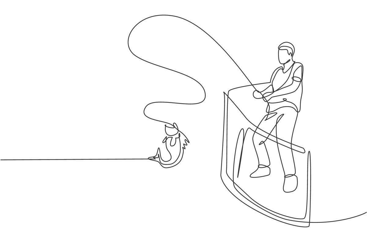 魚釣りをする人