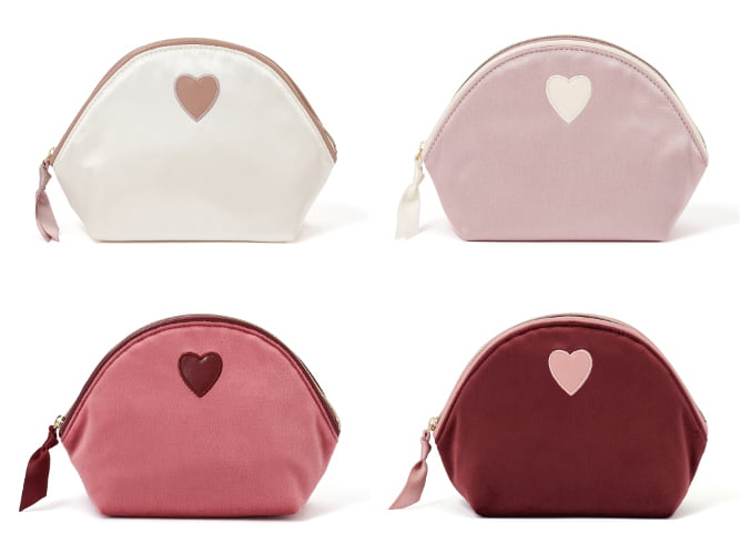 ハートワッペン サテンポーチ S