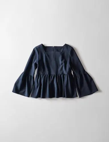 ツイルストレッチペプラムブラウス