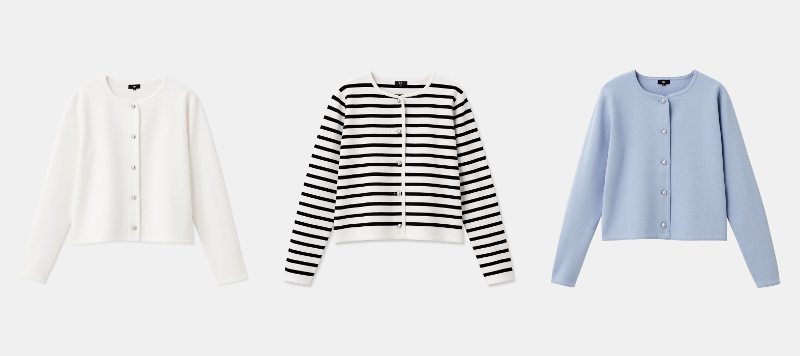 コットンブレンドカーディガン
ホワイト、ボーダー、ブルー、ネイビー、ナチュラル
