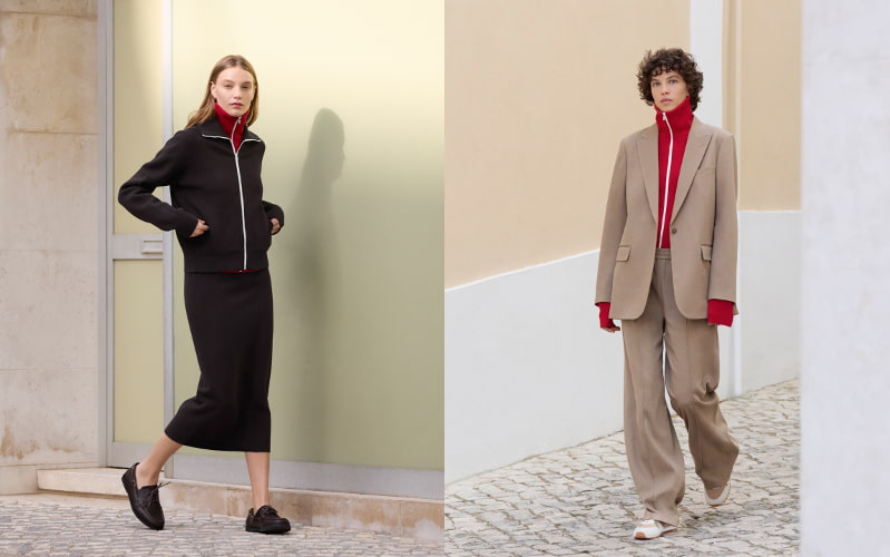 ジップアップニットを使ったコーディネート2つ