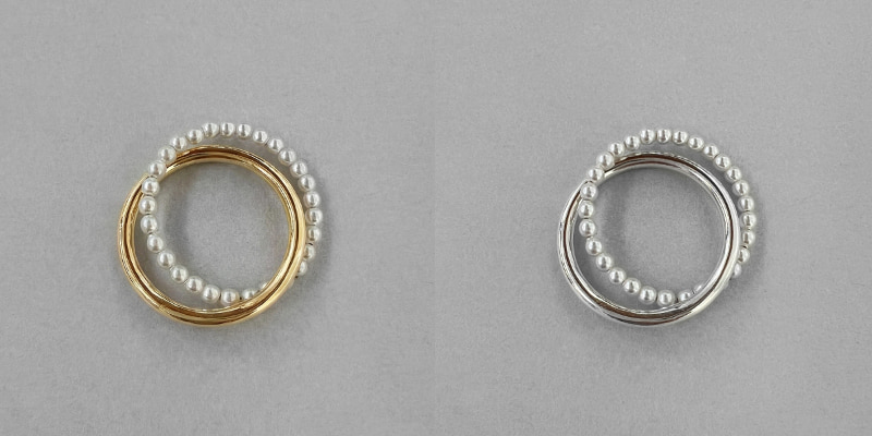 Pearl and Silver Thick and Thin Ring