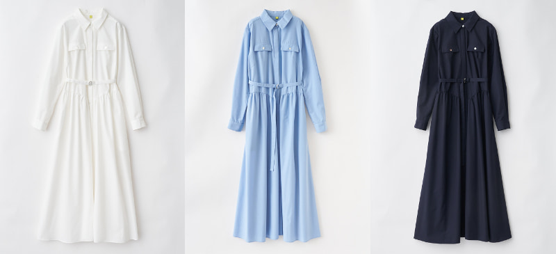 シャツデザインベルト付きワンピース