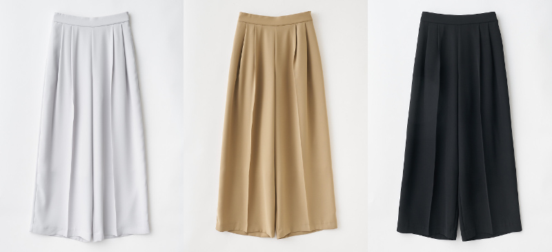 ダブルサテンストレッチワイドパンツ