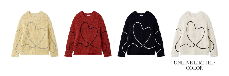 ハートエンブロイダリーニット