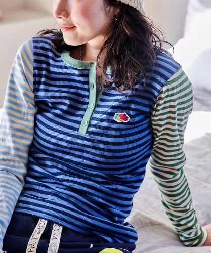 別注 マルチボーダー ヘンリーネック ロンT