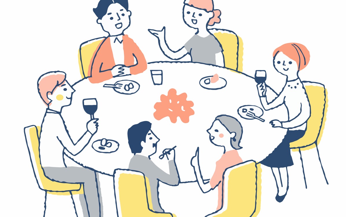 円卓を囲む男女