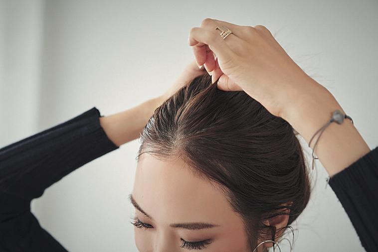 オールバックお団子