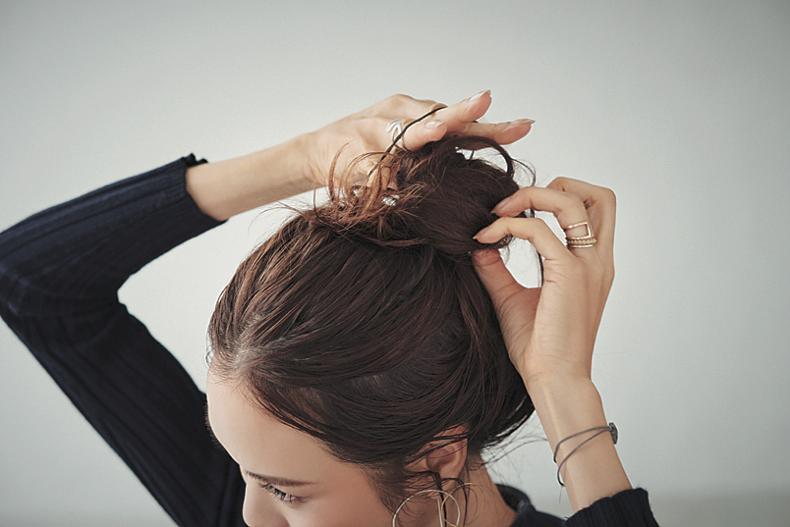 オールバックお団子