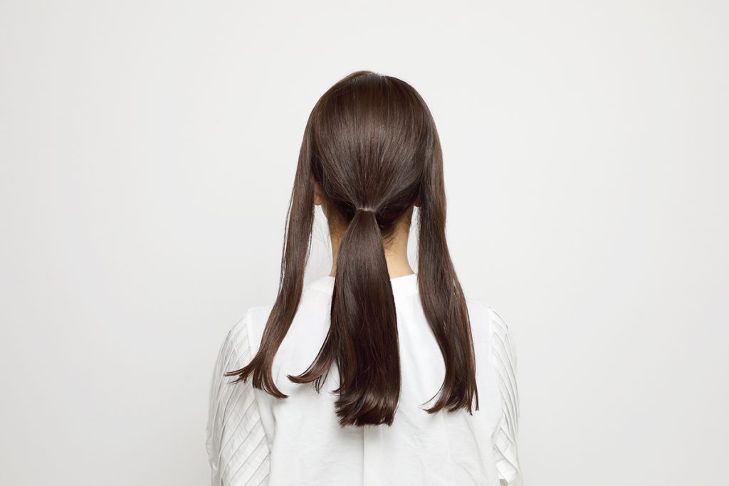 ツイスト編み飾りのひとつ結び