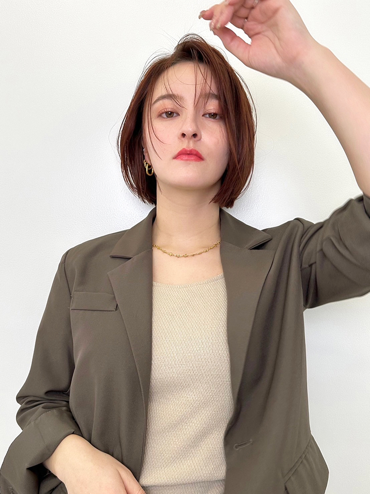 【ボブ】かき上げ風軽やかデコ出しスタイル