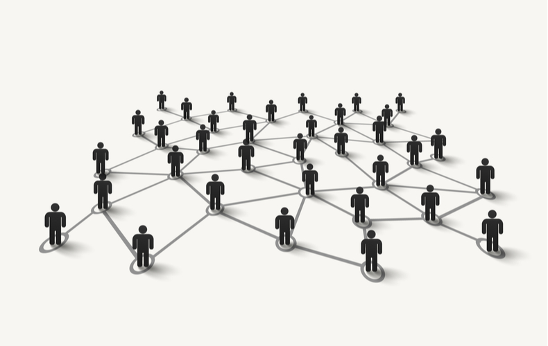 沢山の人と人とが繋がっている相関図のイラスト