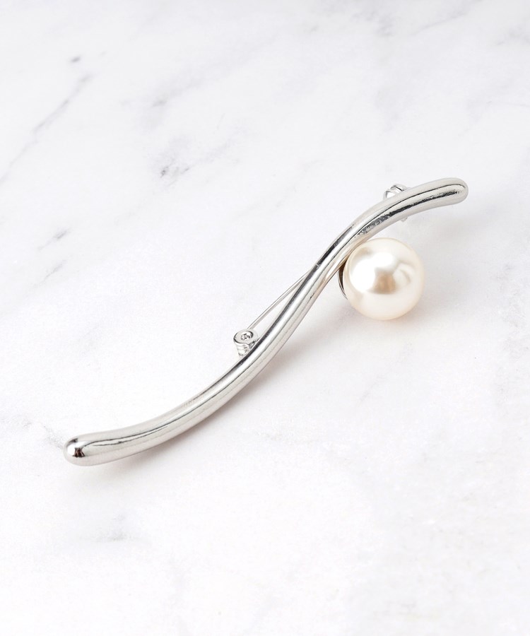 パール調ニュアンスブローチ_シルバー