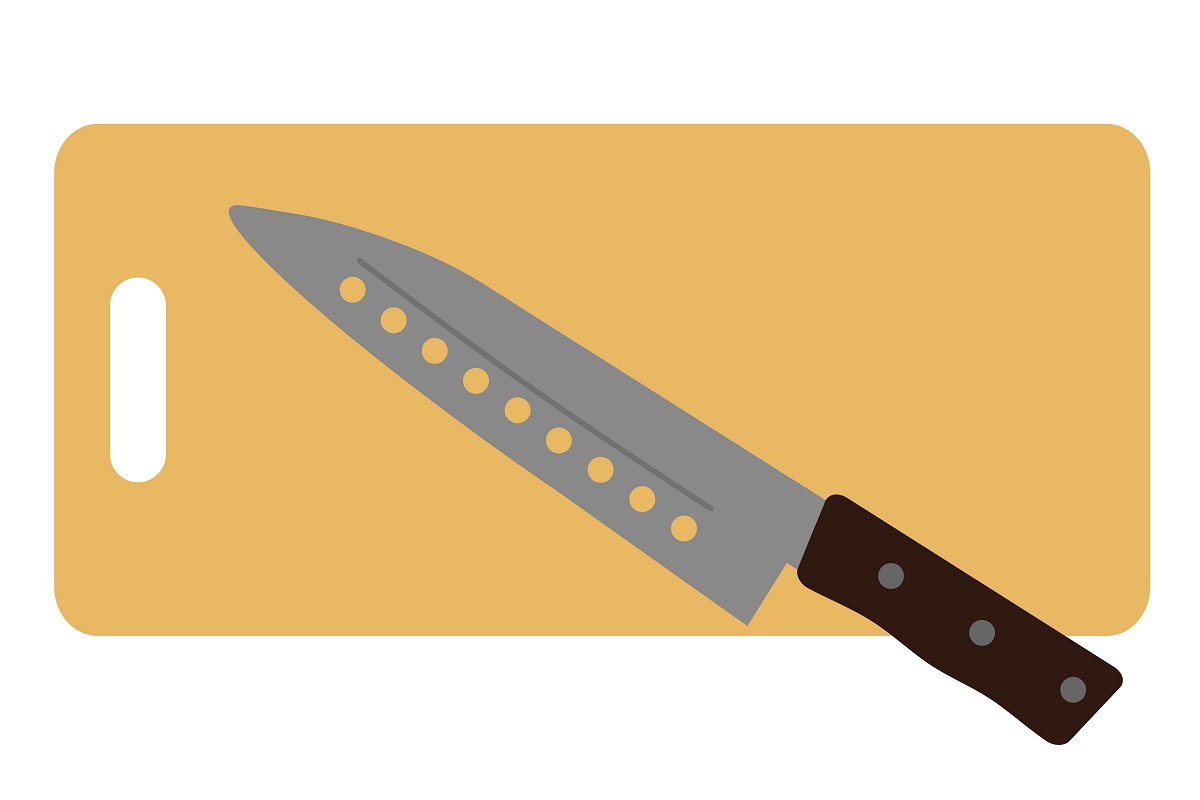 まな板の上に包丁がのっているイラスト