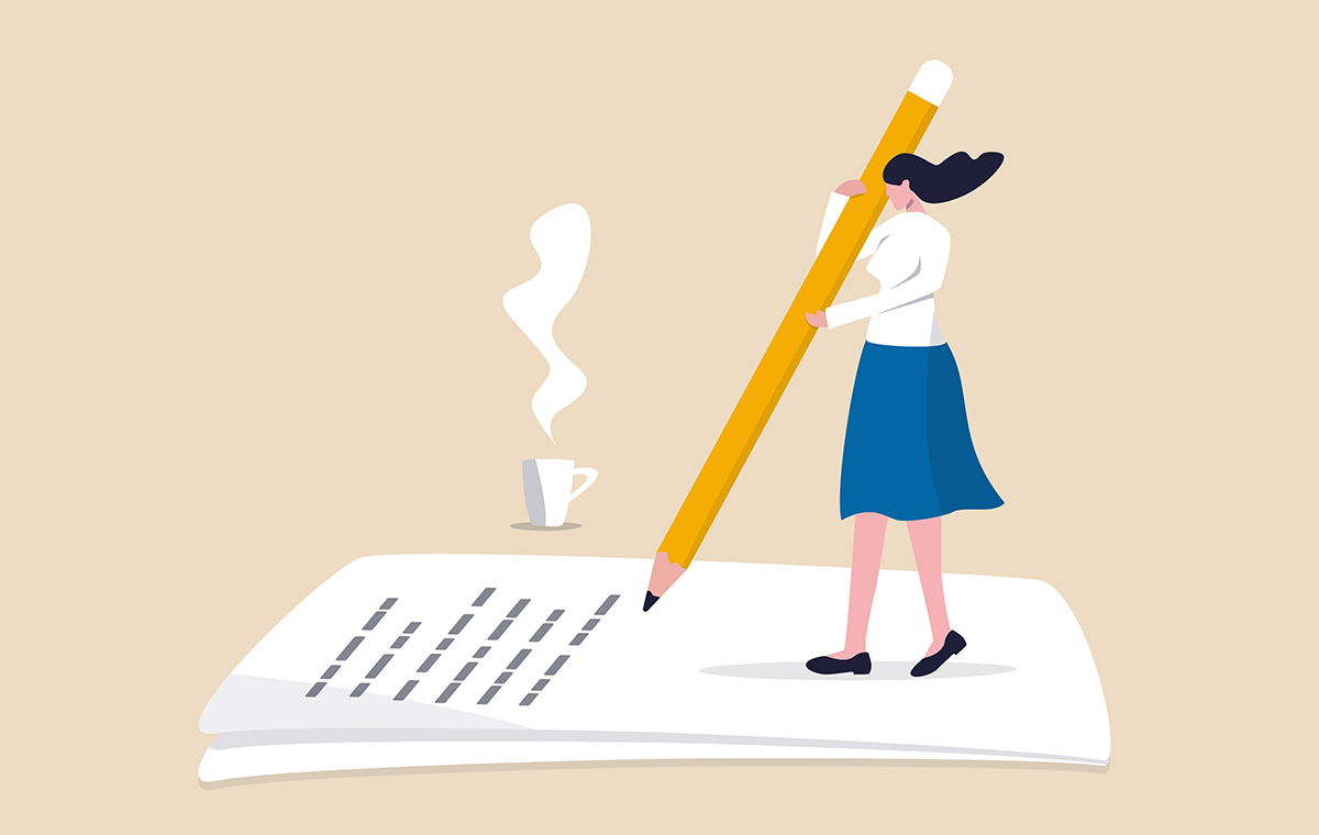 手紙を書いている人のイラスト