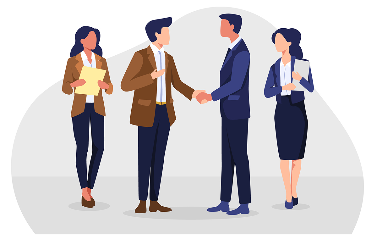 握手をするビジネスパーソン イラスト