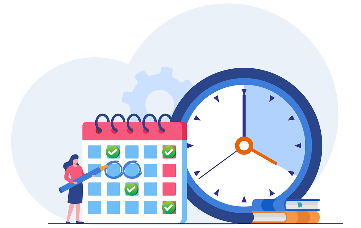 カレンダーと時計のイラスト