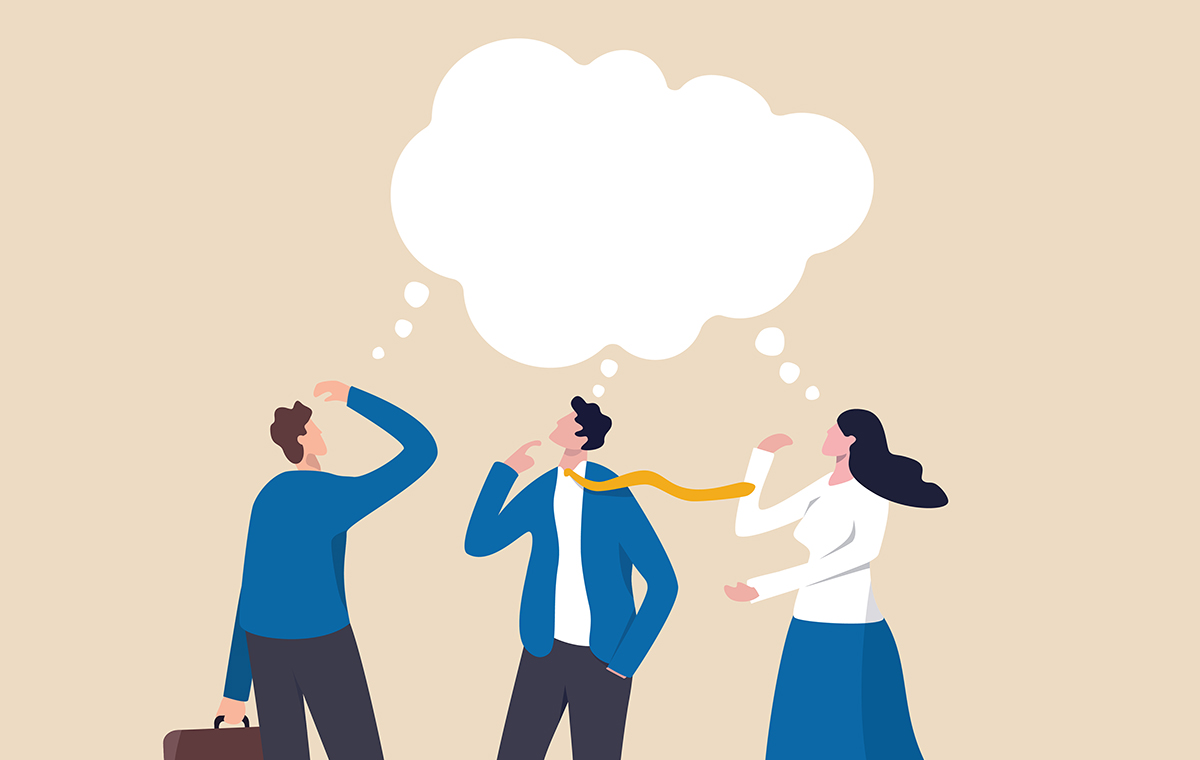 考え事をする男性と女性 イラスト