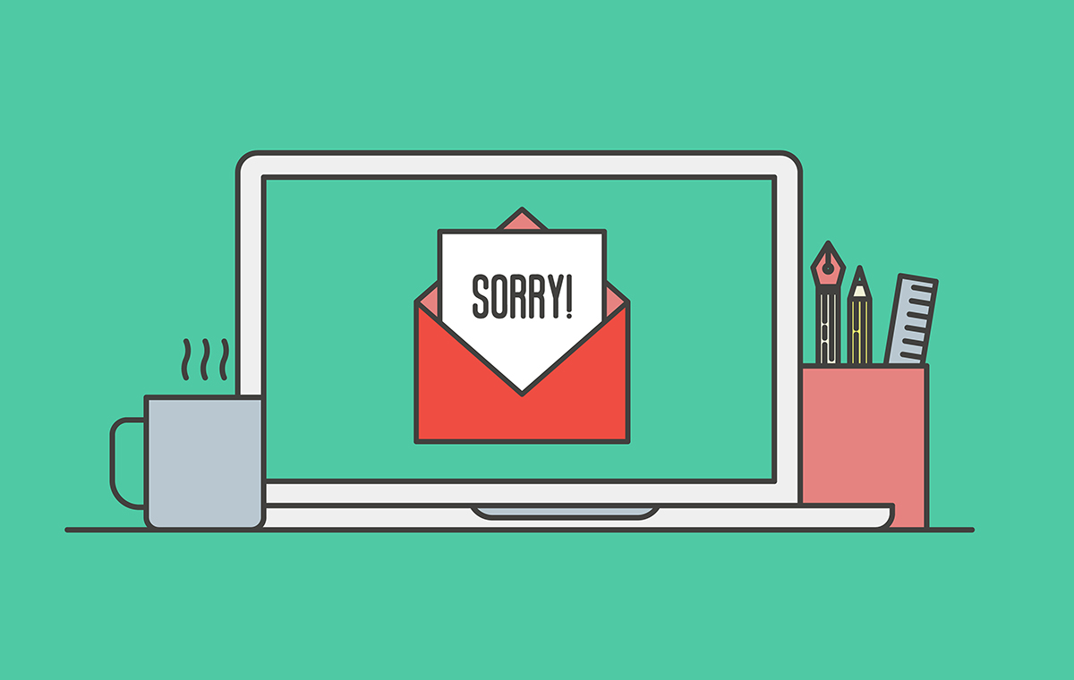 PCでメールを受信している様子のイラスト