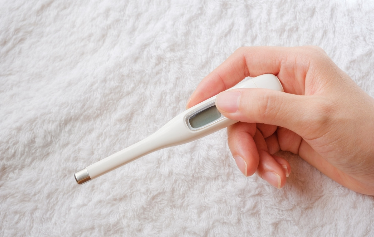 体温計を持っている手元の写真
