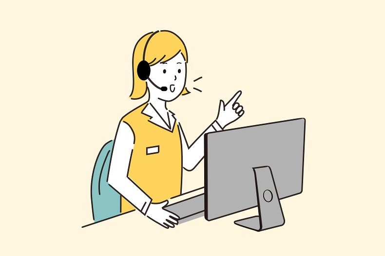 テレフォンオペレーター女性のイラスト