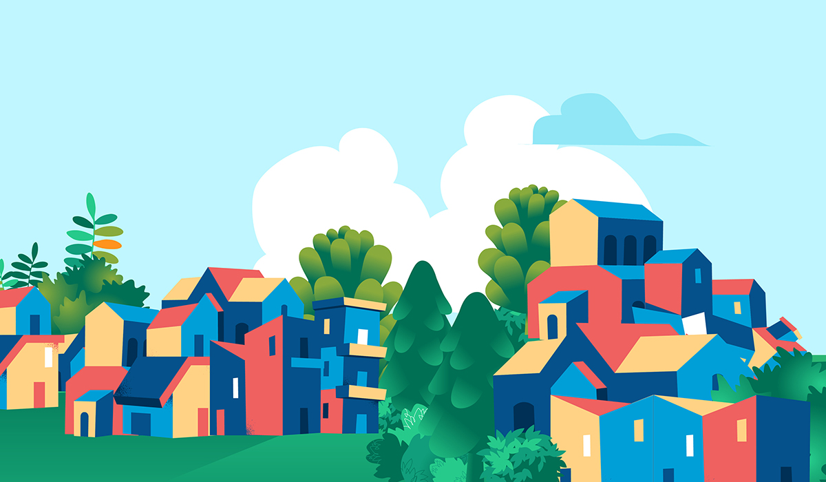 緑の多い街 イラスト