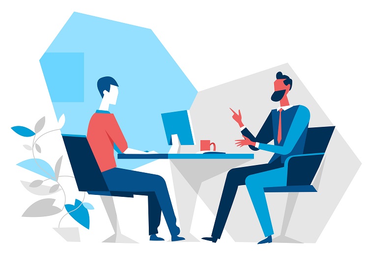 ふたりで話し合っているビジネスマンのイラスト