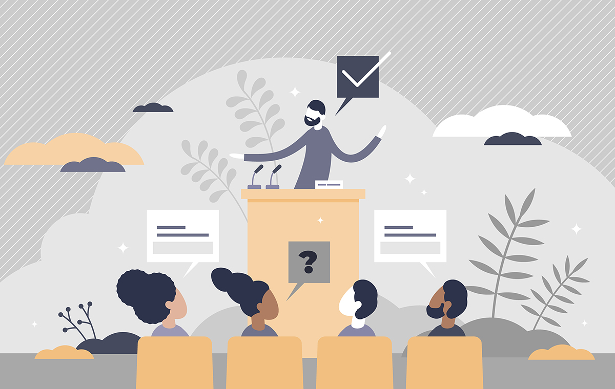 スピーチ中の男性 イラスト