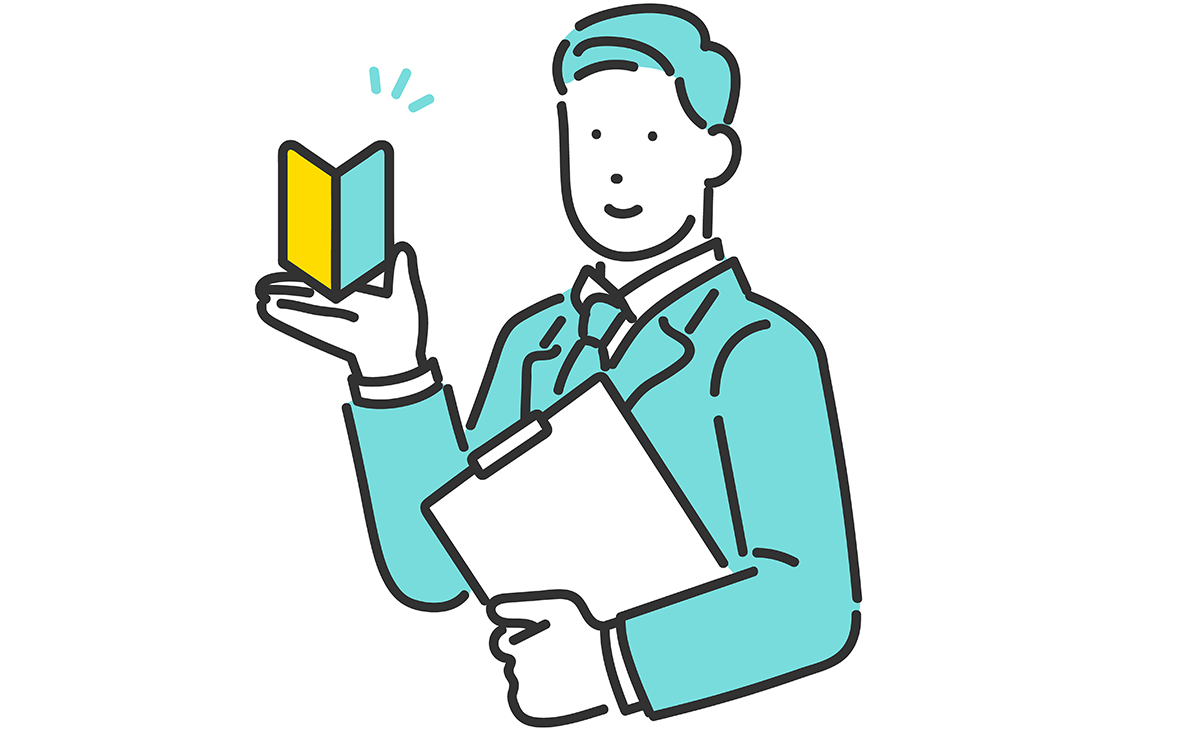 初心者マークとスーツを着た男性 イメージイラスト