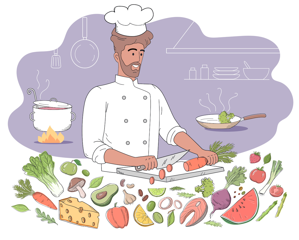 料理をする人のイラスト