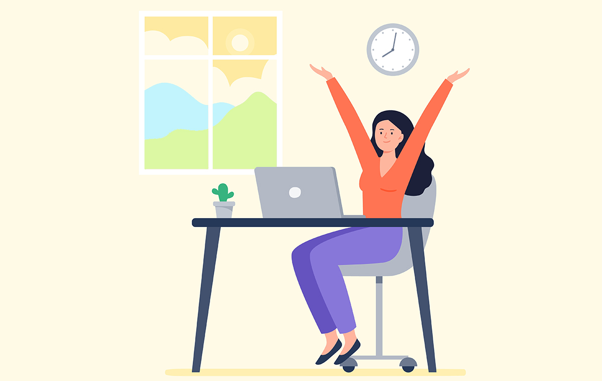 朝の就業時間の女性 イラスト