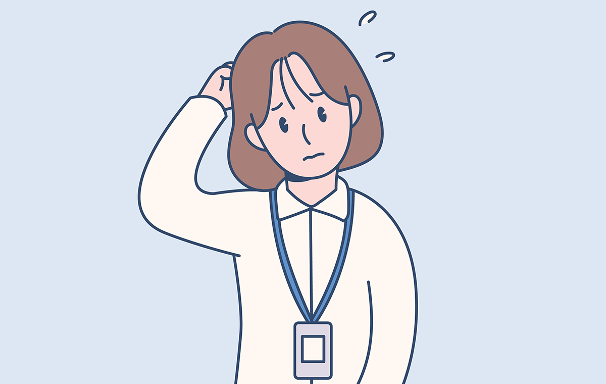 申し訳なさそうにしている女性のイラスト