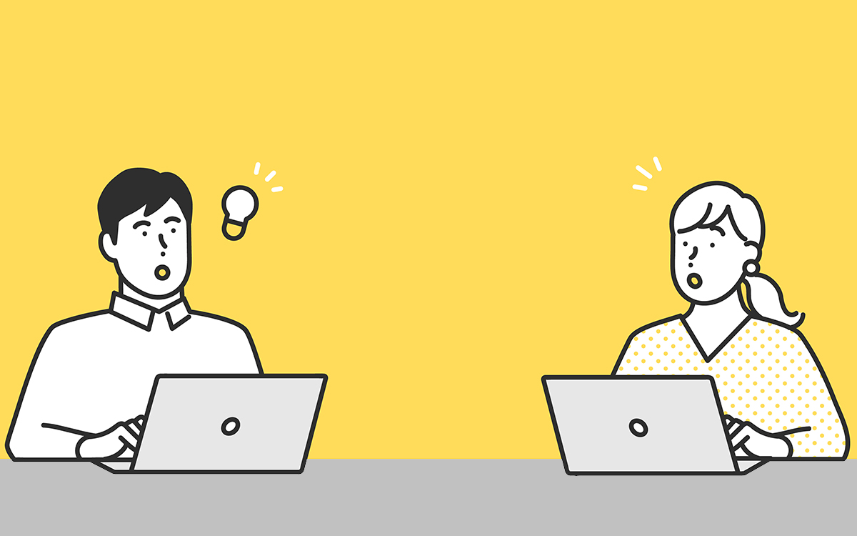 pcと男性と女性 イラスト