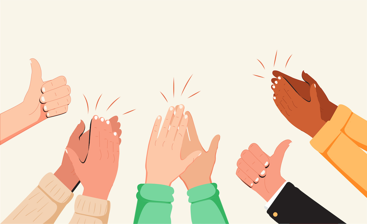 グッドサインや拍手をしている手元のイラスト