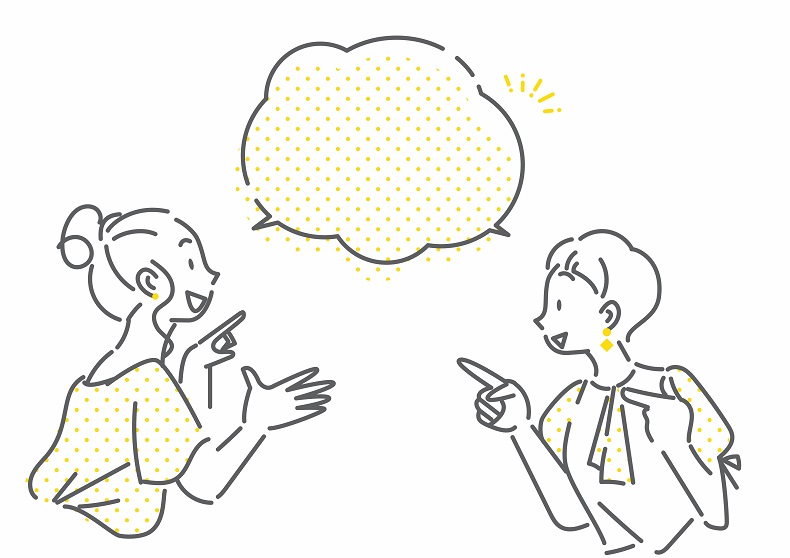 おしゃべりする女子2人のイラスト