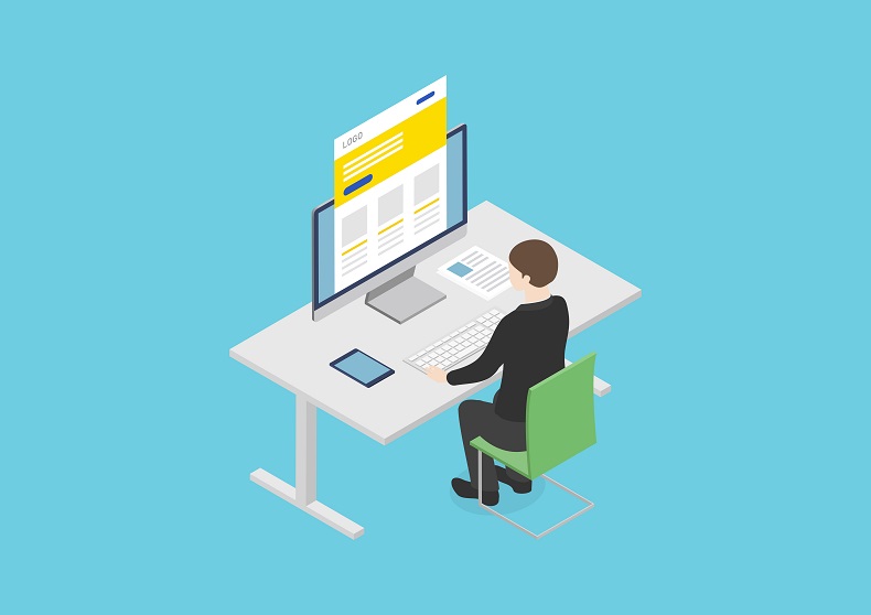 PCに向かう人のイラスト