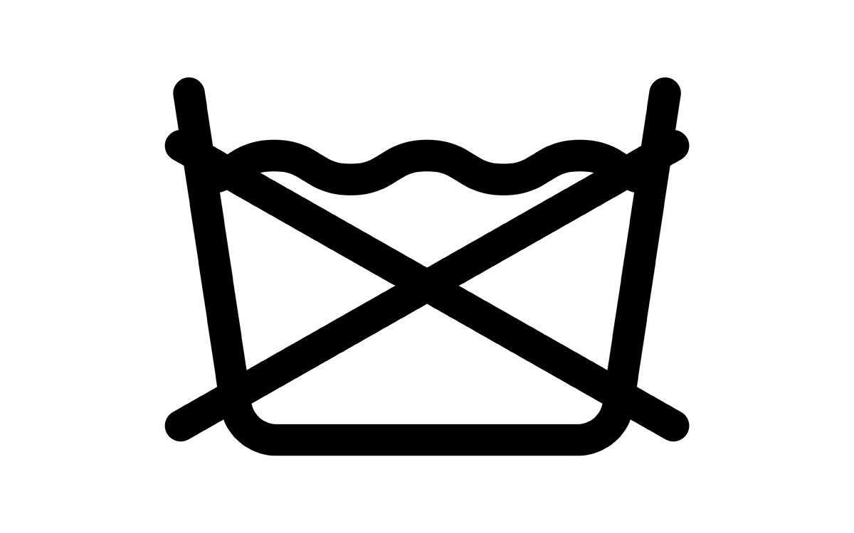 おけマークにバツ印のついた、自宅での洗濯禁止の表示