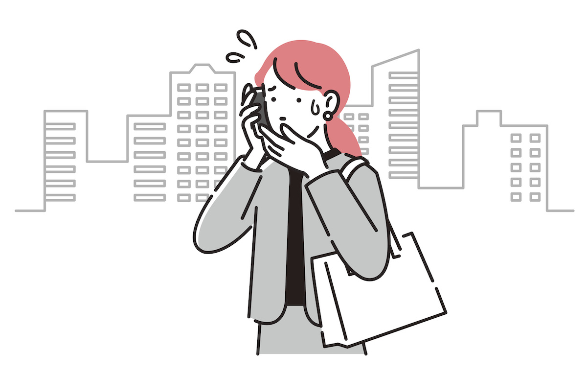 口を抑える女性のイラスト