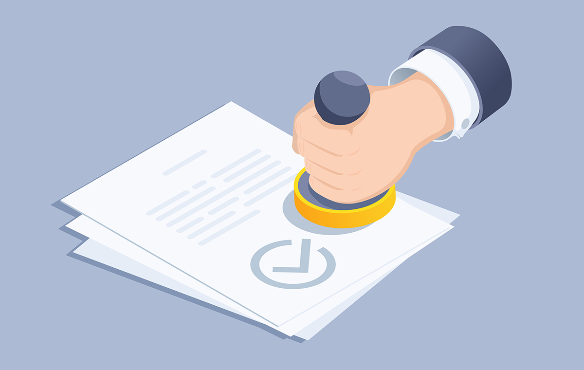 書類と承認印 イラスト