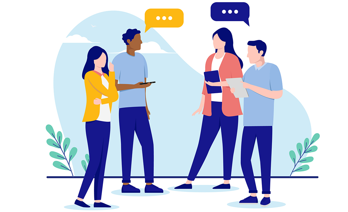 会話をする数名の男女